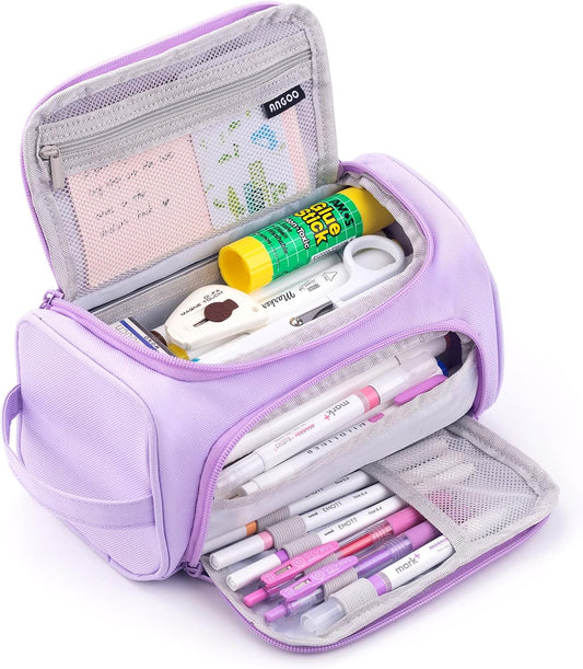 HVOMO Big Capacity Pencil Case High Large Storage Pouch Marker Pen Case Travel Simple Stationery Bag School College Office Organizer for Teens Girls Adults Student（N Purple）