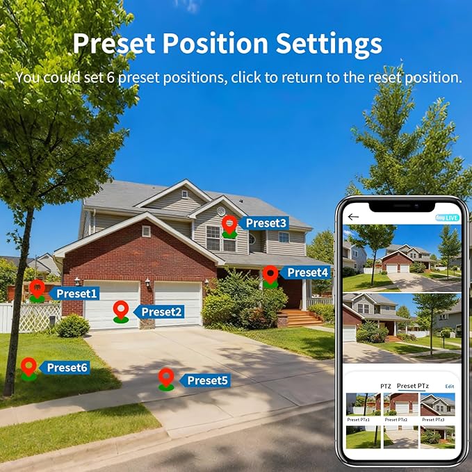 Cameras for Home Security with Dual Lens, 2.4G/5G Outdoor Security Camera, WiFi Camera for Home Security, Color Night Vision, 2-Way Audio, Auto Tracking, 24/7 Continuous Recording