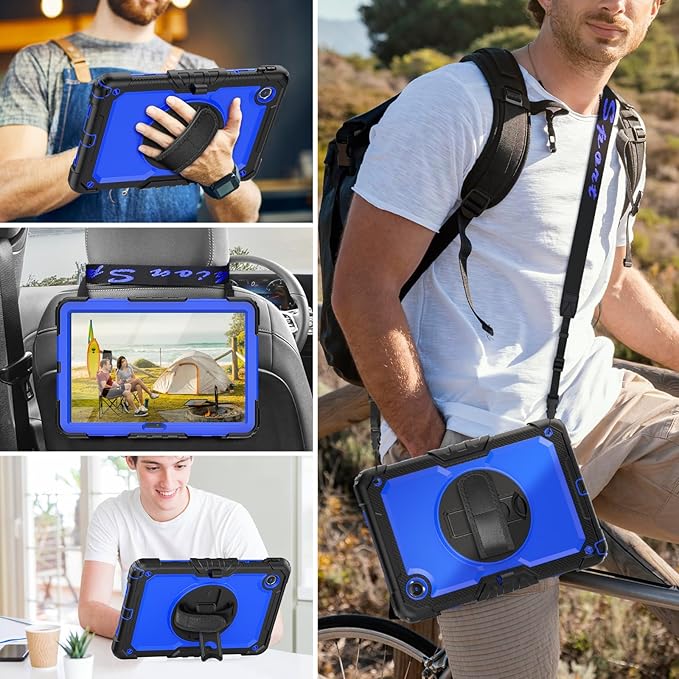 HXCASEAC Case for Samsung Galaxy Tab S6 Lite 10.4 inch, Protective with Screen Protector/Hand Strap/S Pen Holder, Shockproof S6 Lite Tablet Case 2024/2022/2020 SM-P610 SM-P613 SM-P620 - Blue