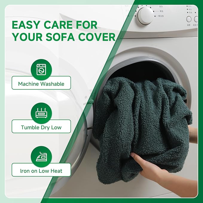 Couch Cushion Covers for Sectional Sofa, Stretch Soft Sofa Slipcovers Washable Wear-Resistant Universal Furniture Protector for Living Room(1 Piece Oversized Cover, Green)