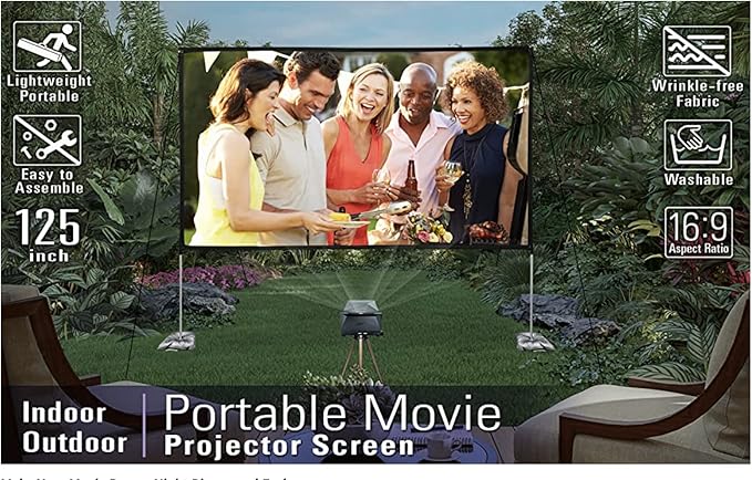 Elite Screens Yard Master Lite, 125-inch Outdoor Projector Screen 16:9 Double Sided Wrinkle-Free Foldable Portable Indoor Movie Projection Screen, | US Based Company 2-Year Warranty,OMS125HLITE