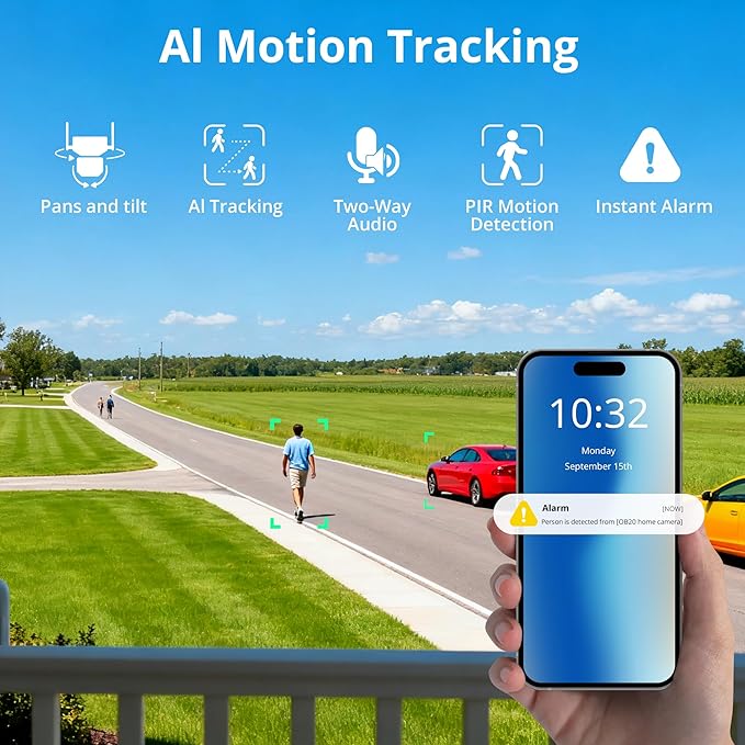 4G LTE Cellular Security Camera, 4K Wireless Outdoor Solar Camera 12000mAh, No WiFi or WiFi Duo-Mode, 10x Optical Zoom, 360° Pan and Tilt AI Tracking, 64G SD/SIM Card, IP66 Weather-Resistant - White