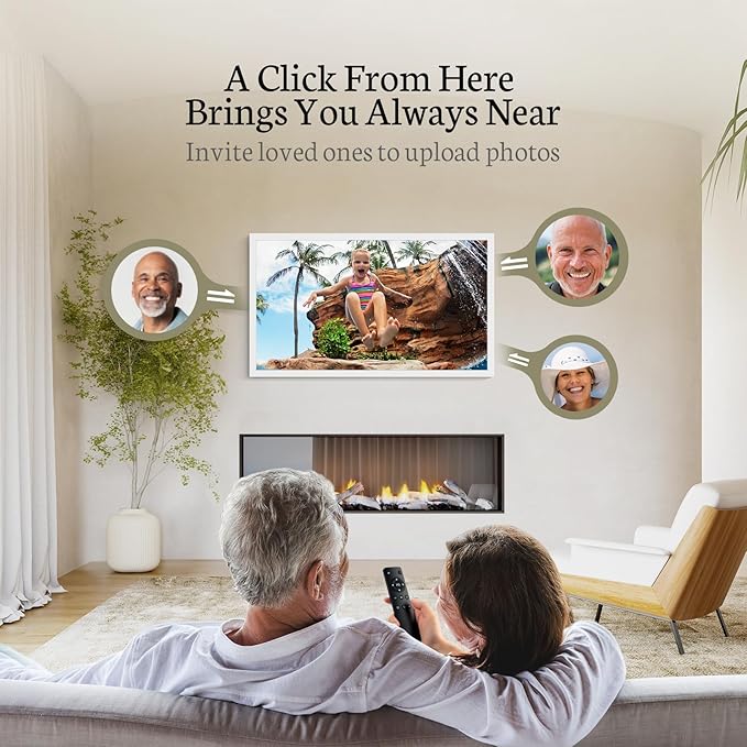 BSIMB Large Digital Picture Frame 21.5 Inch, 1920x1080 FHD WiFi Digital Photo Frame Electronic 32GB Remote Control, Share Pictures/Videos via App/USB/SD Easy Setup Gifts for Mom(Non-Touch), White