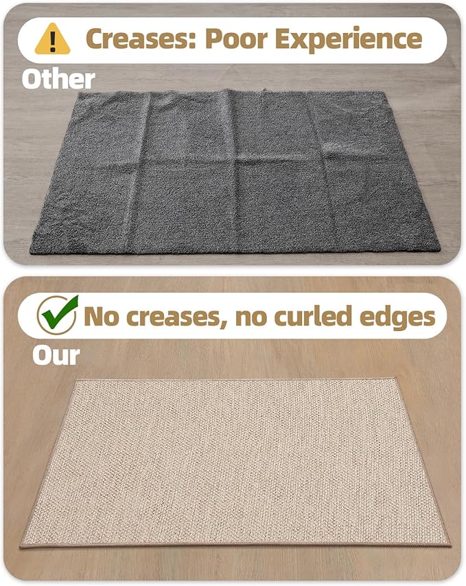 Color&Geometry Front Door Mat Indoor 48"x72", Ultra Non Slip Rubber Backed Dirt Trapper, Low Profile Thin washable, Easy Clean Entry Entryway Rug Door Mat Indoor Entrance, Khaki (Rolled-up NO Creases)