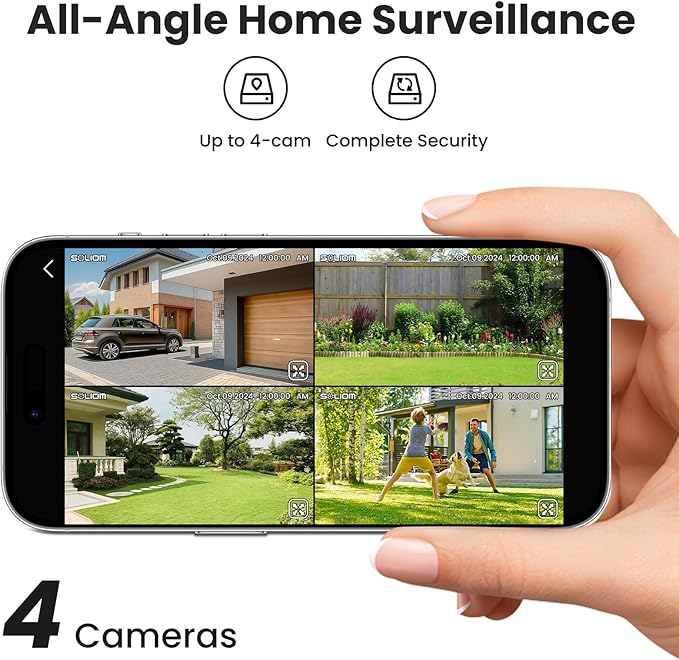 SOLIOM- True 5MP HD Security Cameras Outdoor Wireless, Add-On Camera, Solar Powered, Auto Tracking,Requires Soliombase, Soliombase Supports Up to 4 Cams