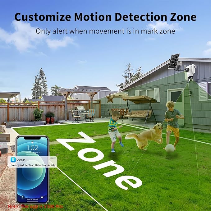 Solar Security Cameras Outdoor Wireless,Cameras for Home Security with Dual Lens,360° View Pan/Tilt,Color Night Vision,2-Way Audio,SD/Cloud Storage,2.4GHz WiFi(2 Pack)