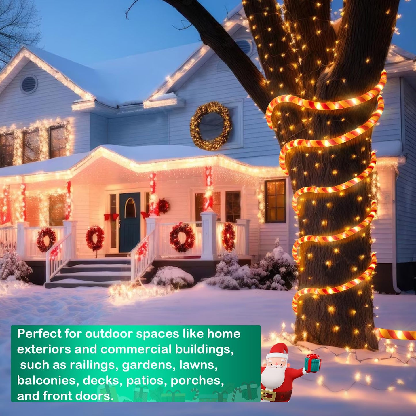Vigdur LED Rope Lights - 18FT Waterproof Decorative Christmas Lights - 216 LEDs - Red - Model 46286