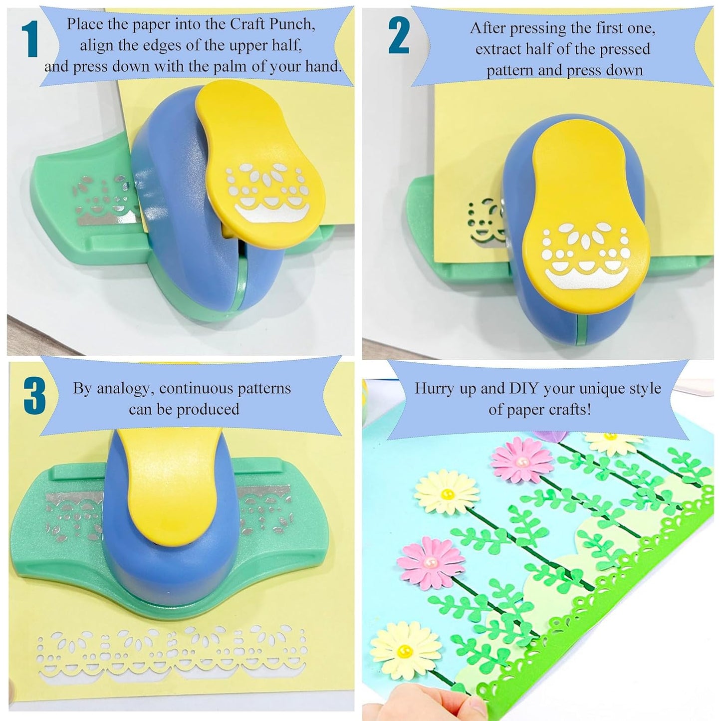 MIAO JIN Semicircular Wreath Craft Paper Edge Punch - Hand Scrapbooking Hemming & Fancy Border/Edge Hole Punch, DIY Art Projects, Cards, Decorations