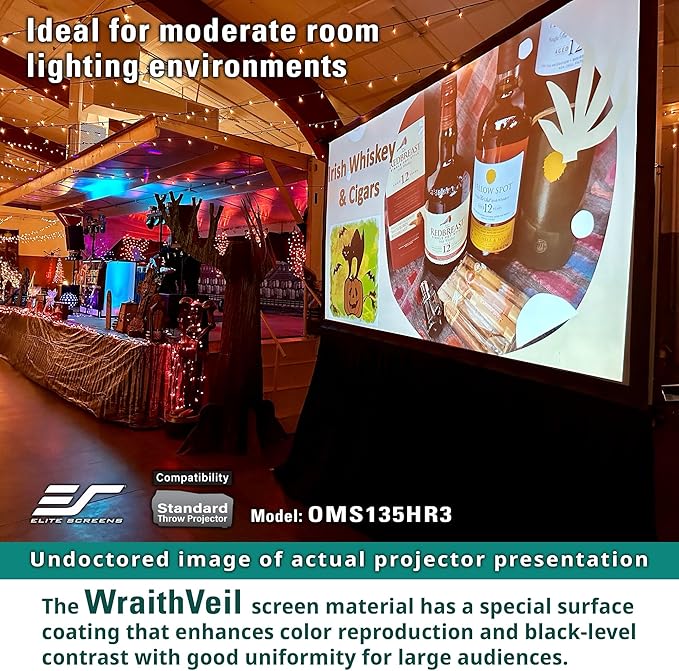 Elite Screens Yard Master 2, 100-inch Indoor Outdoor Portable Fast Folding Projector Screen w/ Stand 16:9, 8K 4K Ultra HD 3D Movie Theater Rear Projection , OMS100HR3 -US Based Company 2-YEAR WARRANTY