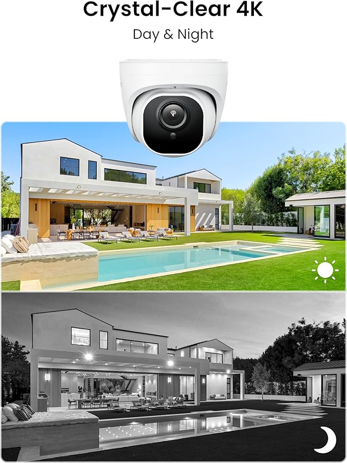 REOLINK 4K Security Camera System, 4pcs H.265 PoE Wired Turret Cameras with Person Vehicle Detection, 4K/8MP 8CH NVR with 2TB HDD for 24-7 Recording, RLK8-800D4