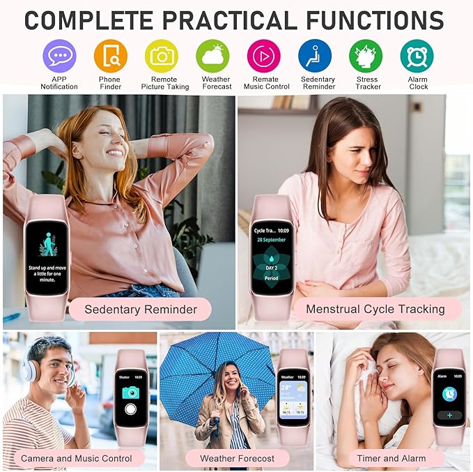 Fitness Tracker Step Counter with 24/7 Heart Rate Blood Oxygen Sleep Monitor, 1.47'' AMOLED Touch Color Screen Fitness Watch, Smart Watches for Women Men