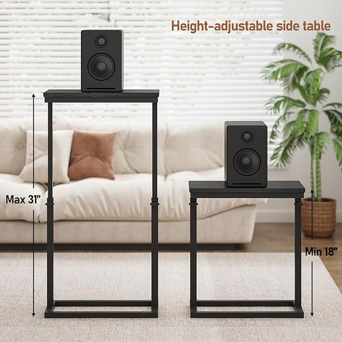 TUTOTAK End Table, Side Table, Tall Couch Table, Sofa Table, Living Room, Bedroom, Black TB01BK0832