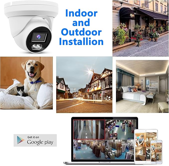 4K 8MP PoE IP Turret Camera Outdoor 24/7 Full Color Night Version 2.8mm 105° Wide Angle, H.265, IP67, Compatible with Uniview NVR, NDAA Compliant IP Security Camera