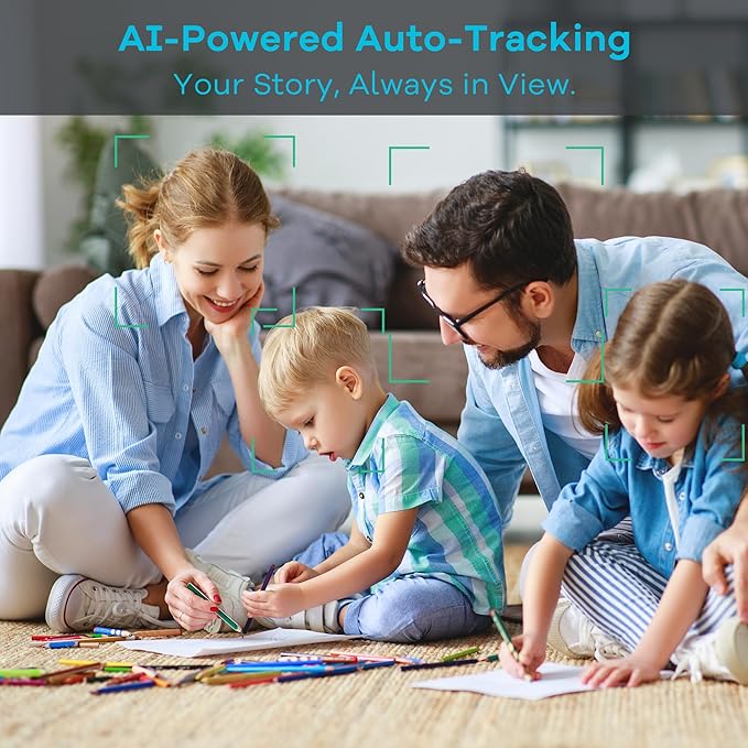TONGVEO AI Auto-Tracking PTZ Conference Camera System with Bluetooth Microphones, 3X Optical Zoom USB3.0 1080P 60fps, 93° Wide-Angle All-in-One Video Conference Solution for Church & Office