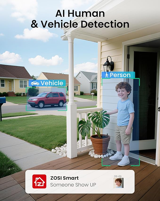 ZOSI H.265+ 16CH Security Camera System with AI Human Vehicle Detection, 16CH DVR with 4TB HDD for 7/24 Record, 16 x 1080p CCTV Camera Outdoor Indoor with 80ft Night Vision, 90°Wide Angle