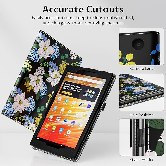 VORI Case for All-New Amazon Kindle Fire HD 10 Tablet (13th/11th Generation 2023/2021 Release) and Fire HD 10 Plus - Slim Folding Stand Folio Cover with Auto Wake/Sleep & Hand Strap, Orchid