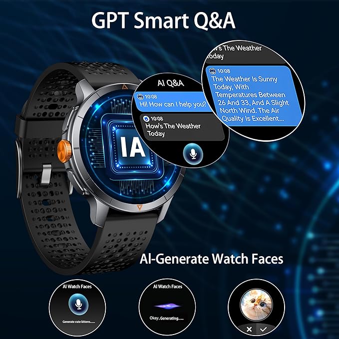 Smart Watch for Men (Answer/Make Call), Built-in GPS, Compass, 1.60" AMOLED, 5ATM Waterproof, Heart Rate SpO2 Sleep Monitor, iPhone Android - Black