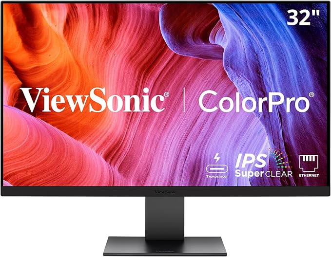 ViewSonic VP3276T-4K 32 Inch 4K UHD IPS Docking Monitor with Thunderbolt 4, Advanced Ergonomics, 100% sRGB Rec 709, Pantone Validated, USB C, HDMI, and DisplayPort Inputs for Home and Office