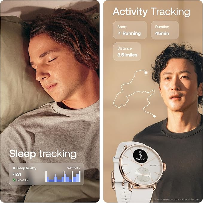 WITHINGS ScanWatch 2 - Hybrid Smart Watch, Heart Rate Monitoring, Fitness Tracker, Cycle Tracker, Sleep Monitoring, GPS Tracker, 30-Day Battery Life, Android & Apple Compatible, HSA/FSA
