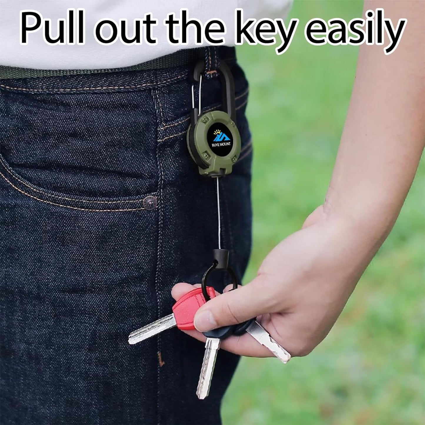 Retractable Keychain Heavy Duty, Multitool Carabiner Badge Holder, Retractable Keychain Clip Id Holder, Upgraded 58cm Stainless Steel Cord, Suitable for Men and Women Black