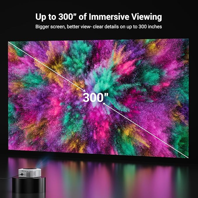 Smart 4K Decoding Projector Compatible with Netflix, 1500 ANSI Projector with WiFi and Bluetooth, Outdoor Movie Projector, Auto Focus, Dolby Sound, Built-in Apps,Portable Home Theater for Phone/PC/PS5