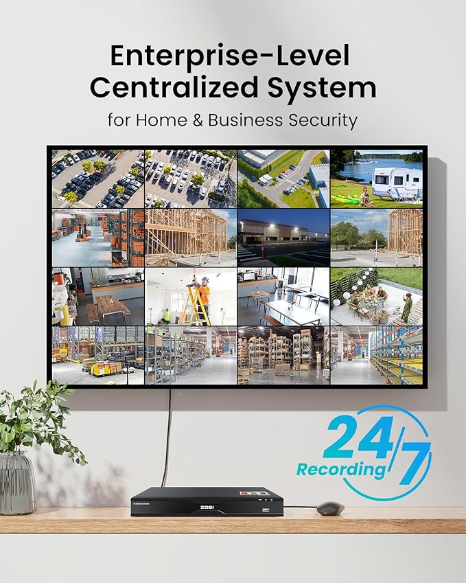 ZOSI 32CH 4K PoE Security Camera System, Face Person Vehicle Detection, 2 Way Audio, Spotlight Siren, 16pcs 8MP Outdoor Indoor IP Cameras, 32 Channel 4K NVR with 4TB HDD for 24/7 Recording