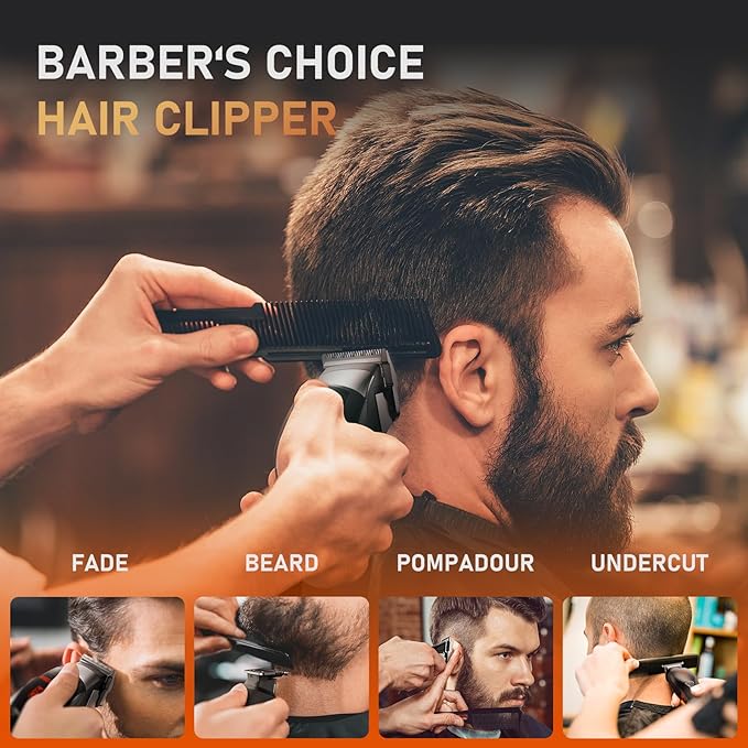 Professional Hair Clippers for Men, 9000 RPM Magnetic Motor, DLC Blades Cordless Hair Cutting Clippers, Beard Trimmer, Haircut Kit, Perfect for Barber Fades, Gifts for Men