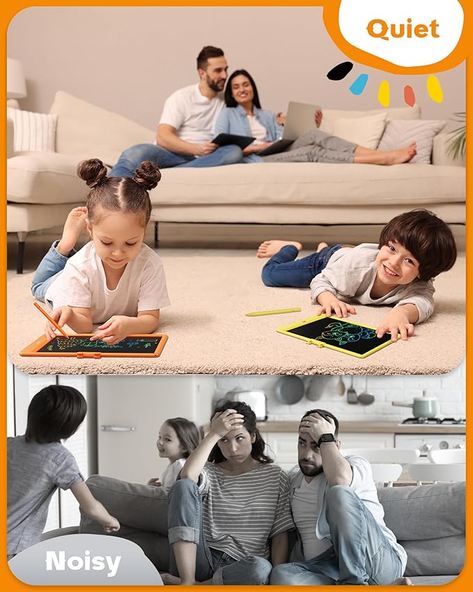Bravokids LCD Writing Tablet for 3-8 Year Old Girls and Boys - 10 Inch Electronic Doodle Board Drawing Pad, Educational Birthday Gift for Kids and Toddlers (Yellow)