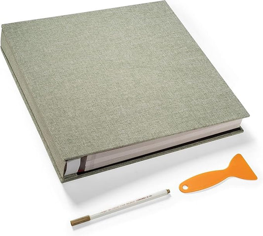 Super Large Photo Album Self Adhesive Scrapbook Album for 4Ã6 5Ã7 8Ã10 10Ã12 or Bigger Pictures DIY Magnetic Linen Cover Album 80Sheets/160Pages DIY Photo Album(Grass Green)
