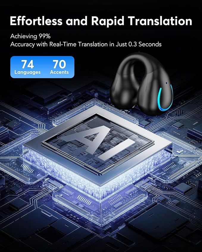 AI Translation Earbuds Real Time 146 Languages 60H Playtime Translator Ear Buds Audifonos Traductores Inglés Español Wireless Earphones Bluetooth Headphones for Travel Business Meeting