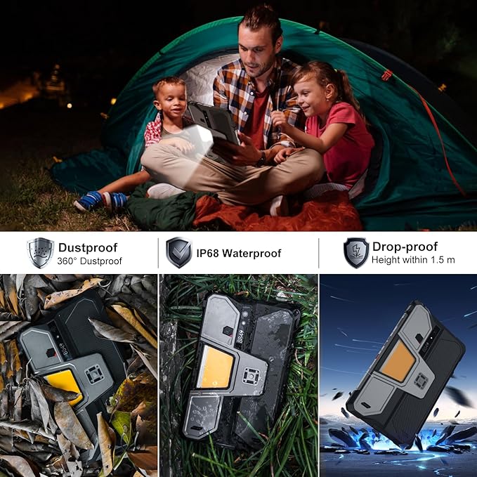 8849 Tank Pad Tablet 10.95 inch, 5G Android 14 Rugged Tablet with Projector, 32GB+512GB/(2TB Expand) IP68 Waterproof Unlocked Outdoor Tablets 21000mAh, 32MP+50MP Camera/Camping Light/WiFi/GPS/OTG