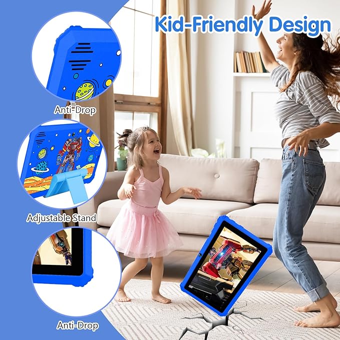 7 inch Kids Tablet for Kids 3-7 Andoird Toddler Tablet for Toddlers with Case 32G Kids Tablets with Parental Controls Tabletas Wifi Dual Camera GMS Certified Learning Tablets for Children (Blue1)