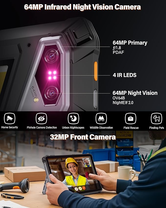 Ulefone Armor Pad 5 Ultra 5G Rugged Tablet with 200 Lumens Projector, 32GB+512GB/2TB Expansion Android 15, 24200mAh(120W), 11" FHD+ Screen, IP68/69K, 64MP+64MP, 32MP, Dual LED Lights, Widevine L1