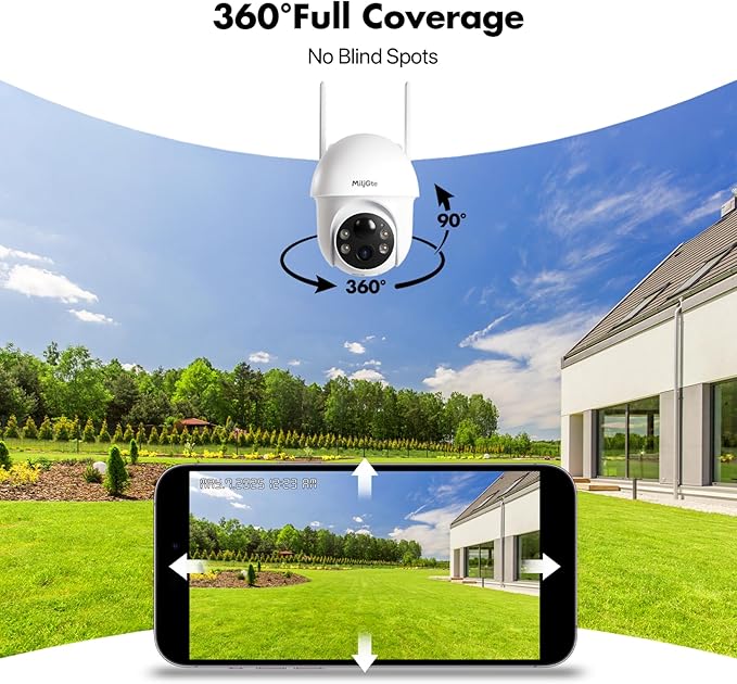 Solar Security Cameras Wireless Outdoor 4-Cam Kit 2K/3MP Cameras for Home Security with 64GB SD Card 360° Auto Tracking Color Night Vision Cam-to-Cam Sync 2.4/5Ghz WiFi No Subscription Siren Alarm