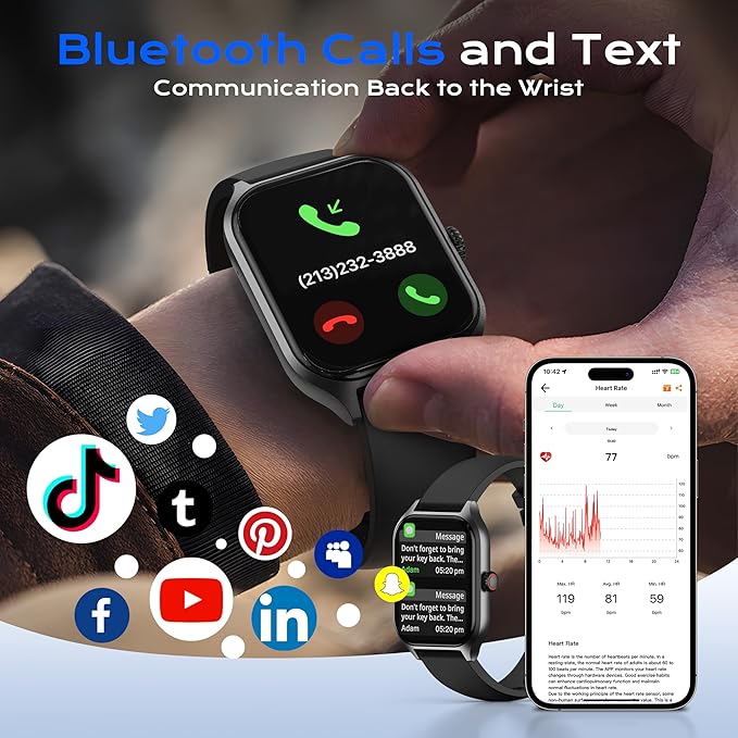 ChatGPT AI Translation Smart Watch, AMOLED Display Fitness Tracker, Fitness Watch,Watches for Man and Women,Titanium Alloy IP68 Waterproof, Multi-Sport Modes, Compatible with Android & iOS,Black