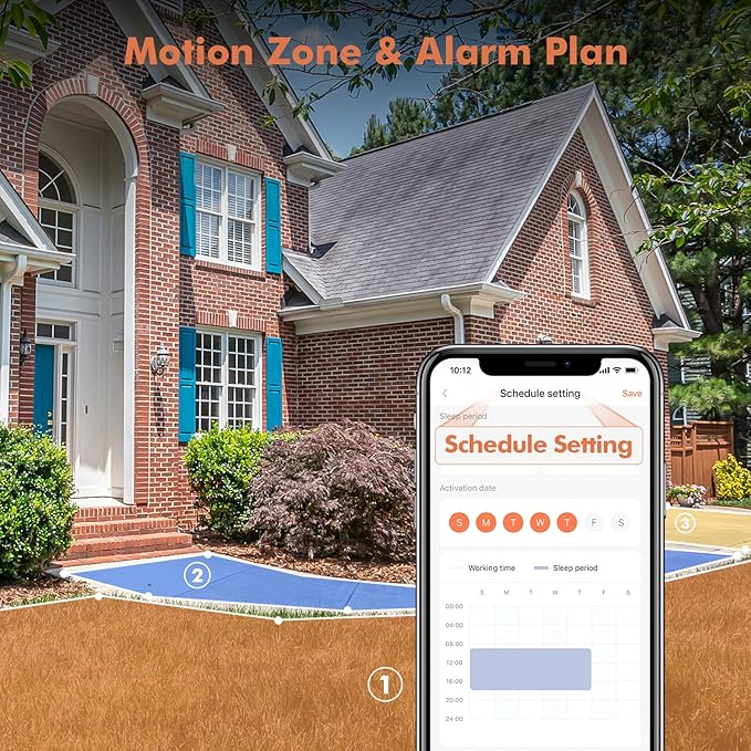 Dzees Solar Cameras for Home Security, 2K Home Security Camera System, Indoor/Outdoor Surveillance, Spotlight & Siren, PIR/AI Detection, Color Night Vision, Cloud/SD Storage,2.4GHz Wi-Fi,IP66, 2 Pack