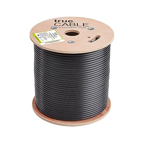 trueCABLE Cat5e Outdoor, Shielded F/UTP, 500ft, UV Resistant, CMX Rated, Black, 24AWG Solid Bare Copper, 350MHz, PoE++ (4PPoE), ETL Listed, Bulk Ethernet Cable