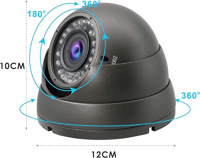 5MP 4MP Dome Super Hybrid Security Camera HD-TVI/CVI/AHD/960H CCTV Surveillance Security Camera 2.8-12mm Varifocal Lens Outdoor/Indoor 98ft IR Waterproof Day&Night Vision Dome Camera(Gray)