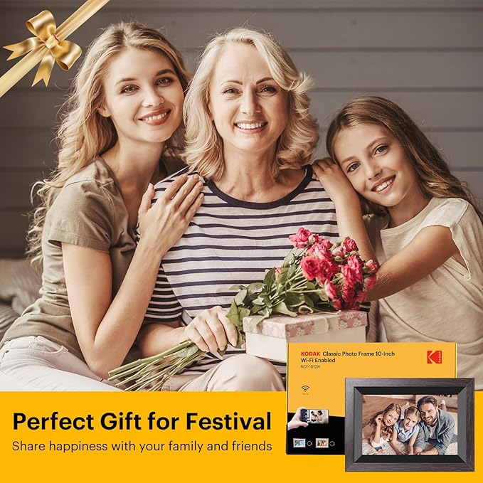 KODAK 10.1 Inch WiFi Digital Picture Frame with 32GB Storage, Electronic Smart Digital Photo Frame 1280x800 IPS Touch Screen, Auto-Rotate, Share Moments Instantly Gifts for Women Mothers Day Christmas
