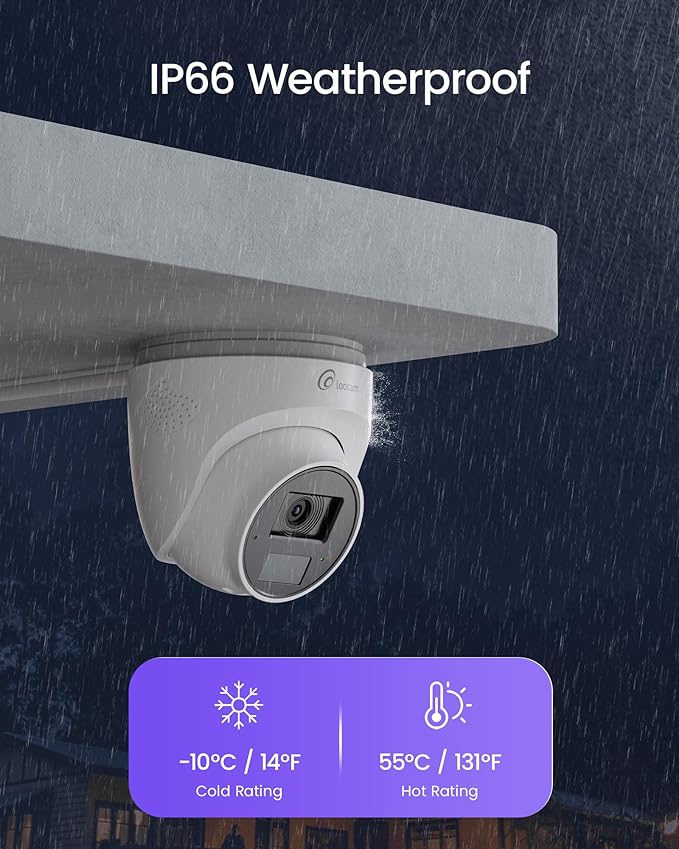 Loocam 4K Ultra HD Security Camera, Dome Wired Camera, 100ft IR Night Vision, IP66 Weatherproof for CCTV NVR Surveillance Camera Systems Outdoor Indoor