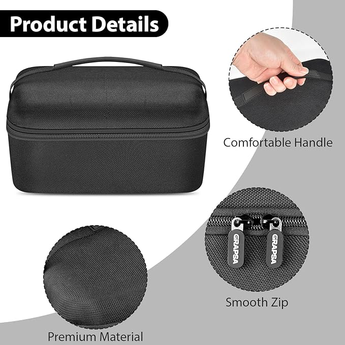 Upgraded Mini Projector Case Compatible with Magcubic HY300Pro+ / HY300PRO for ENUOSUMA HY300 ULTRA for Alwtniet Portable Projector 4K 1080P Support, Storage Organizer for Accessories-Black (Bag Only)