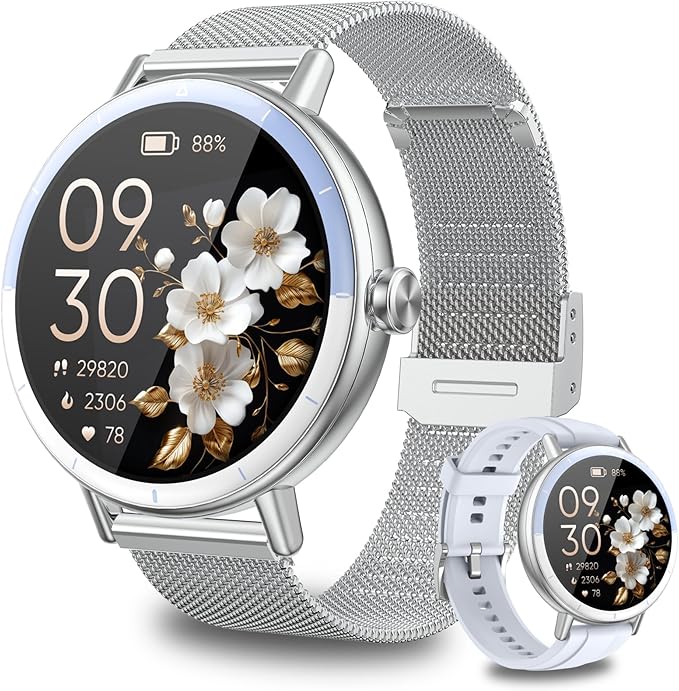 KEEPONFIT Smart Watches with Bluetooth Calls(Answer&Make) for Android/iPhone, 1.27’’ Touch Screen with IP68 Waterproof Activity for Women/Men, Pedometer with 100+ Sports Model/Heart Rate/SpO2 Monitor