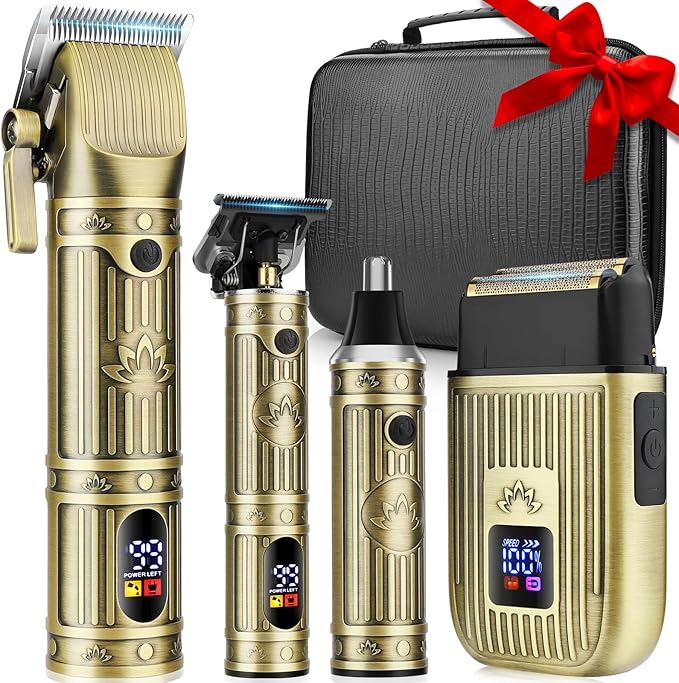 Hair Clippers for Men Shaver Set Professional,Mens Beard Trimmer,Nose Hair Trimmer,Electric Foil Shavers,4 in 1 Barber Clippers for Hair Cutting Grooming Kit & LED Display,Gift for Men