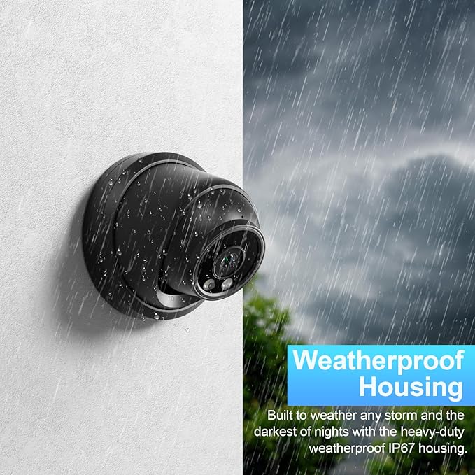 8MP Dome AI PoE Camera, IP Security Surveillance Camera Outdoor Indoor, Waterproof IP67, Built-in Mic, 2.8mm Wide Angle 110°, Face Detection, Human/Vehicle Detection, IND8BR97A-B (Black)