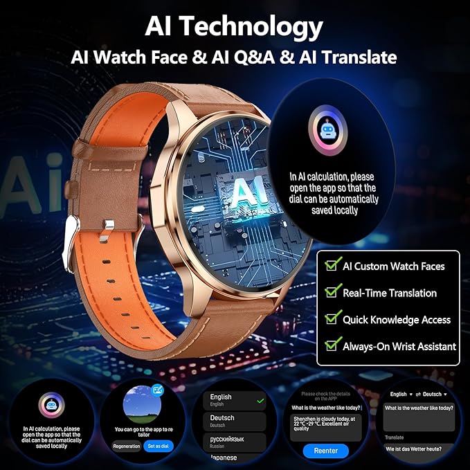 Smart Watch for Men Built-in GPS(Answer/Make Call/Text), 1.46" AI Smartwatch for Android Phones/iPhone, 100+ Sport Mode Fitness Tracker with Health/Sleep Monitor, Compass/Barometer/Altitude(2 Straps)