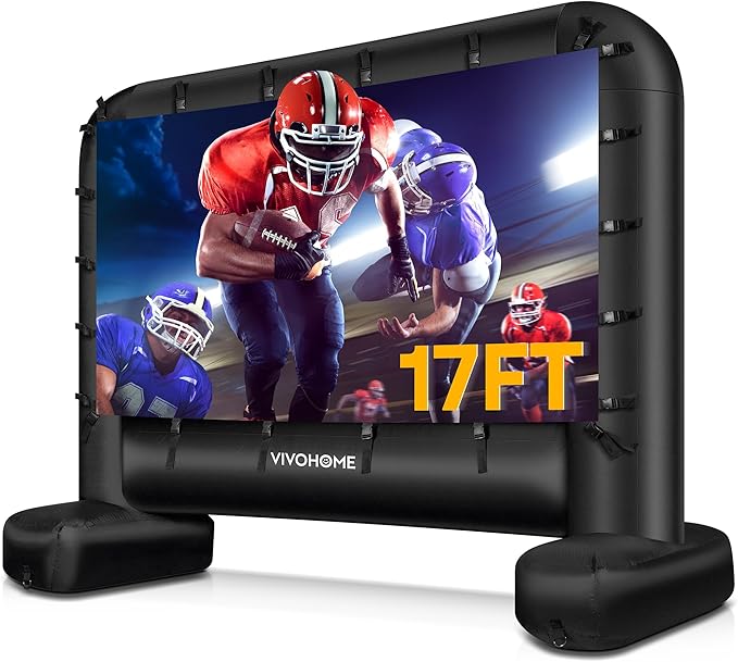VIVOHOME 17 FT Inflatable Projector Screen for Outside, Blow Up Movie Screen Outdoor Use, Mega Large TV Screen with Carry Bag for Backyard, Tube Leg Support