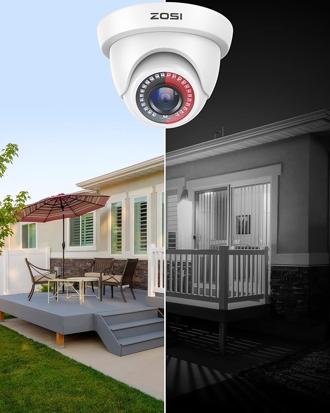 ZOSI 4 Pack 1080P Security Cameras,Night Vision,2MP Outdoor Indoor CCTV White Dome Camera Compatible with 1080P/5MP/4K HD-TVI Analog CCTV DVR System