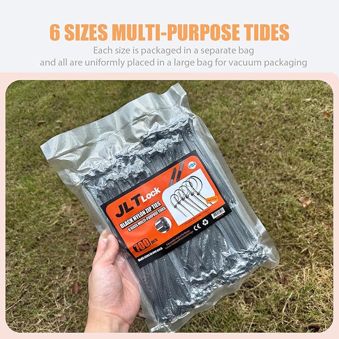 700 Pcs Cable Ties,6 Size 3.2/4/4.7/6/8/10 Inch Black Nylon Electrical Zip Ties,Zipties Assorted Sizes for Home Office,Gardening,Electronics,Cable Management
