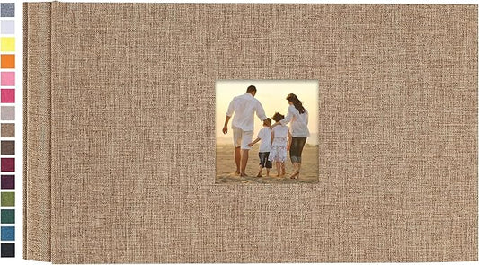 potricher Small Photo Album 4x6 100 Photos Linen Cover Picture Photo Book for Family Wedding Anniversary Baby Vacation (Khaki,100 Pockets)