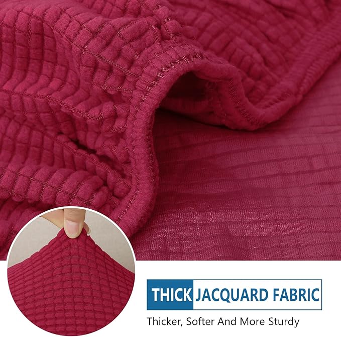 hyha Waterproof Couch Cushion Covers for Pets, Non Slip Sofa Seat Cover for Dogs Washable, Soft Thick Stretch Jacquard Fabric, Sofa Slipcovers with Elastic Bottom (1 Piece for Backrest L, Wine Red)